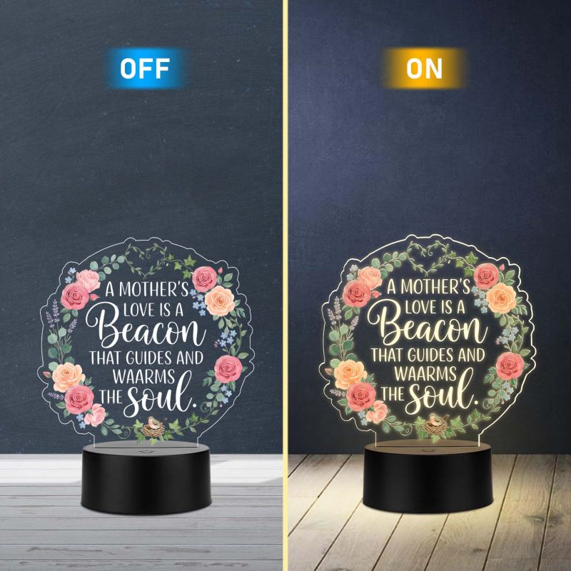 Inspirational Quote UV Print LED Night Lamp Mothers Day Gift for Mom Acrylic Light